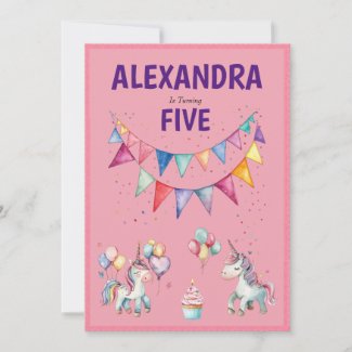 Cute Colorful Watercolor Unicorn Birthday