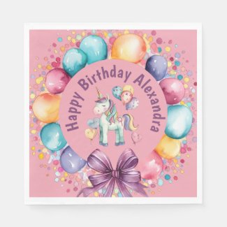 Cute Colorful Watercolor Unicorn Birthday