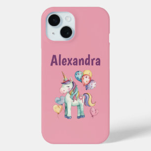 Cute Colorful Watercolor Unicorn iPhone 15 Case
