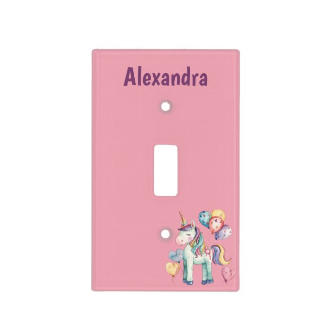Cute Colorful Watercolor Unicorn Light Switch Cover (Front)