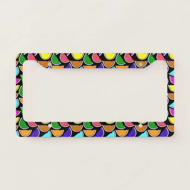 Cute colorful watermelon pattern license plate frame (Front)