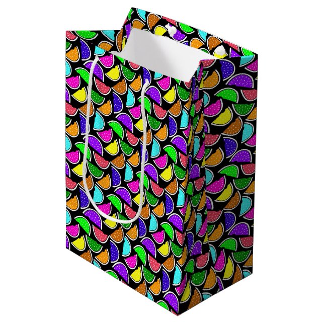 Cute colorful watermelon pattern medium gift bag (Front Angled)