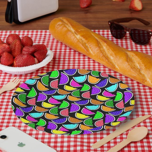 Cute colorful watermelon pattern paper plates (Picnic)