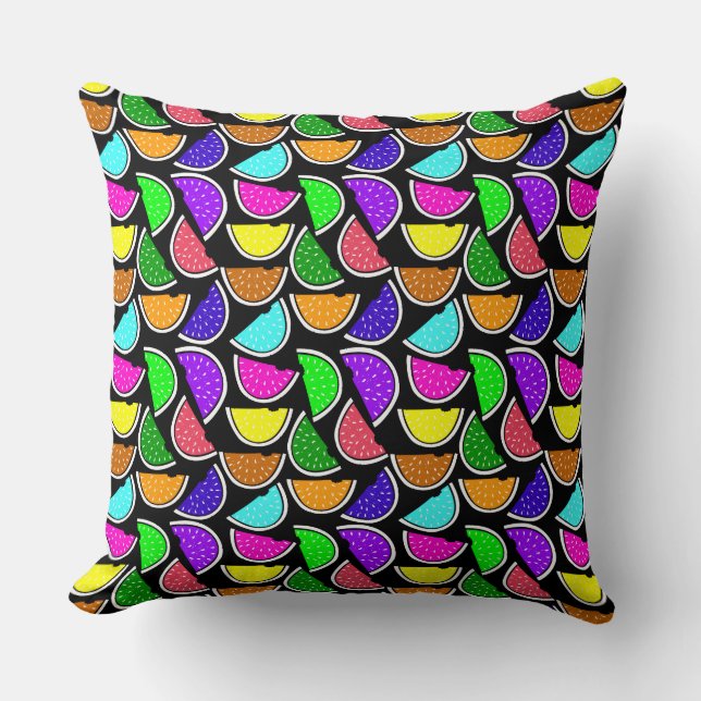 Cute colorful watermelon pattern throw pillow (Front)