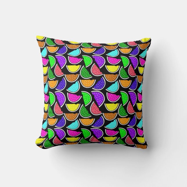 Cute colorful watermelon pattern throw pillow (Front)