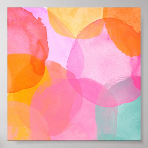 Cute Colorful Whimsical Abstract Watercolor Art Poster