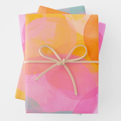 Cute Colorful Whimsical Abstract Watercolor Art Wrapping Paper Sheets