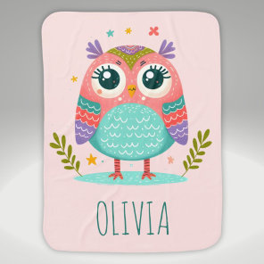 Cute Colorful Whimsical Baby Owl Blanket