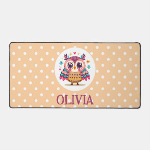 Cute Colorful Whimsical Owl Desk Mat