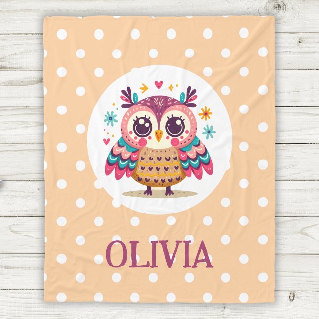 Cute Colorful Whimsical Owl Fleece Blanket (Creator Uploaded)