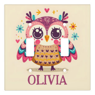 Cute Colorful Whimsical Owl Light Switch Cover