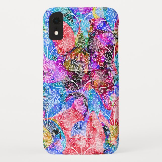 Cute colorful white flowers patterns Case-Mate iPhone case (Back)