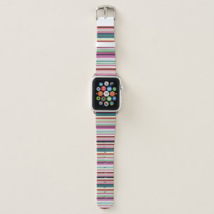 Cute colorful white stripes apple watch band