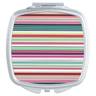 Cute colorful white stripes compact mirror