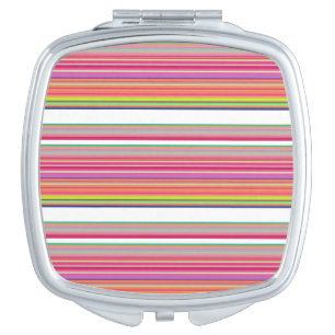 Cute colorful white stripes compact mirror