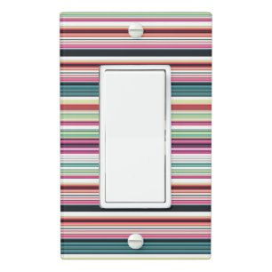 Cute colorful white stripes light switch cover