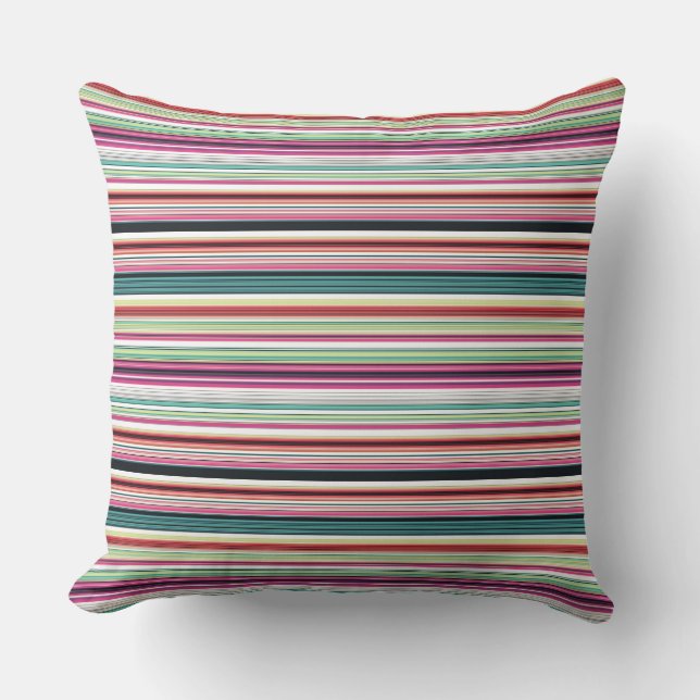 Cute colorful white stripes throw pillow (Front)