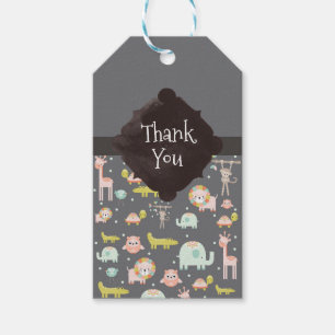 Cute Colorful Wild Animals Nursery Art Thank You Gift Tags