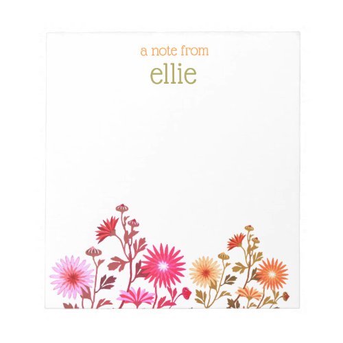Cute Colorful Wildflower Floral Notepad