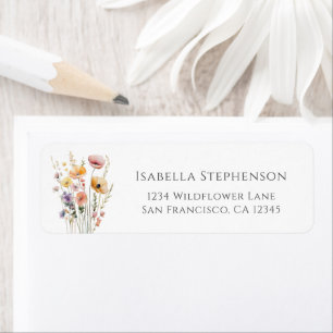 Cute Colorful Wildflowers Boho Return Address Label
