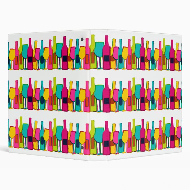 Cute colorful wine bottles pattern 3 ring binder (Background)