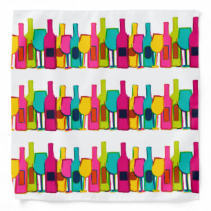 Cute colorful wine bottles pattern bandana