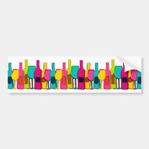 Cute colorful wine bottles pattern bumper sticker
