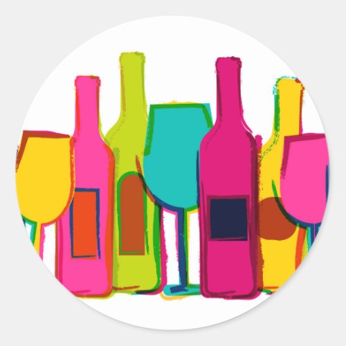 Cute colorful wine bottles pattern Case_Mate iPhon Classic Round Sticker