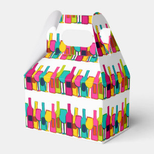 Cute colorful wine bottles pattern favor boxes