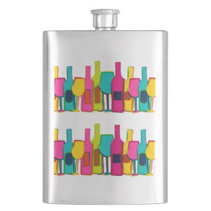 Cute colorful wine bottles pattern flask