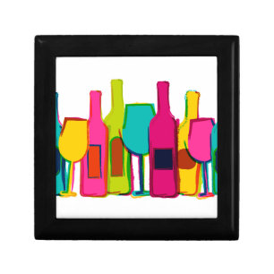 Cute colorful wine bottles pattern gift box