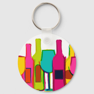 Cute colorful wine bottles pattern keychain