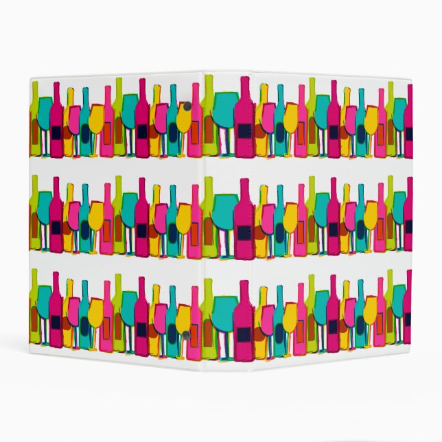 Cute colorful wine bottles pattern mini binder (Background)