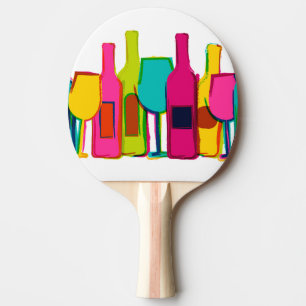 Cute colorful wine bottles pattern ping pong paddle
