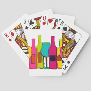 Cute colorful wine bottles pattern poker cards