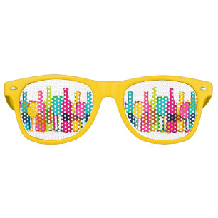 Cute colorful wine bottles pattern retro sunglasses