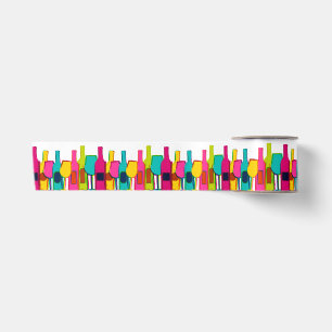 Cute colorful wine bottles pattern satin ribbon