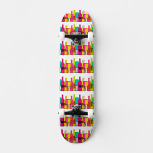 Cute colorful wine bottles pattern skateboard
