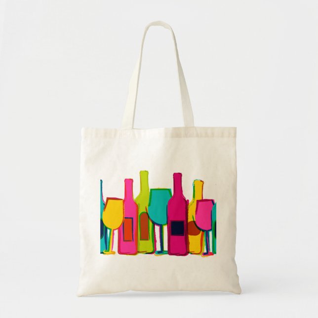 Cute colorful wine bottles pattern wine bag (Front)