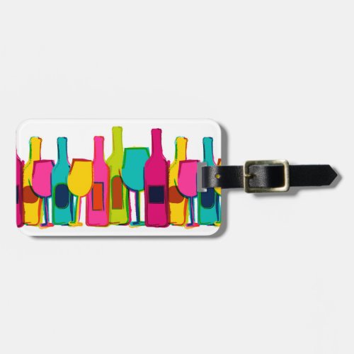 Cute colorful wine bottles pattern wine bag luggage tag