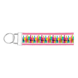 Cute colorful wine bottles pattern wrist keychain