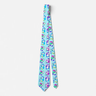 Cute Colorful Winter Penguins Neck Tie
