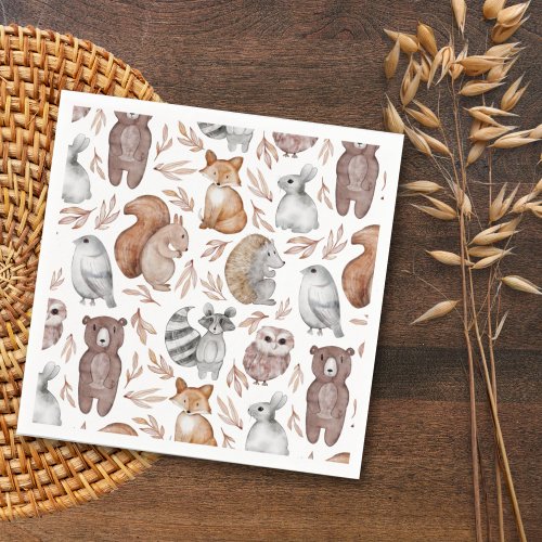 Cute Colorful Woodland Animals Kids Party  Napkins