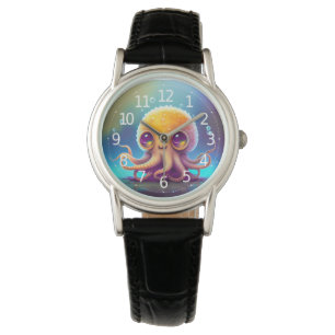 Cute Colorful Yellow Octopus Alien Artwork Watch