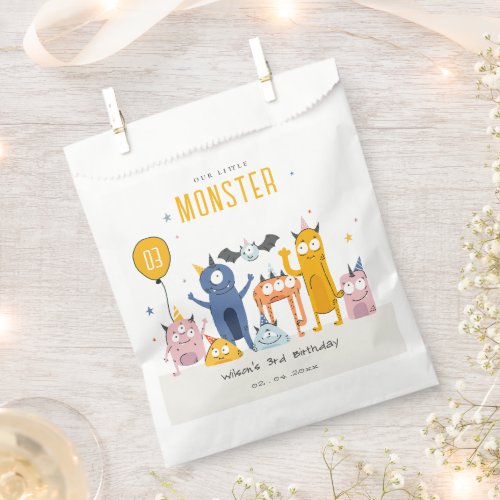 Cute Colorful Yellow Party Monsters Kids Birthday Favor Bag