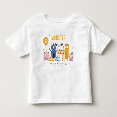 Cute Colorful Yellow Party Monsters Kids Birthday Toddler T_shirt