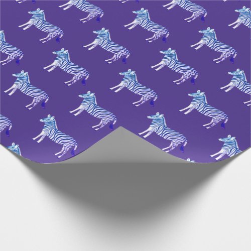 Cute colorful zebras animal print pattern purple wrapping paper