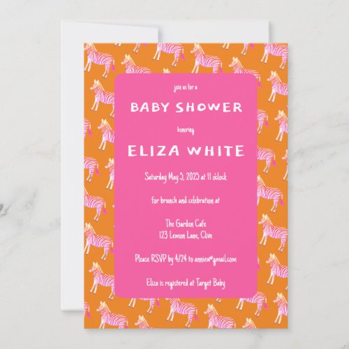 Cute Colorful Zebras Custom Baby Shower  Invitation