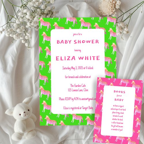 Cute Colorful Zebras Custom Baby Shower  Invitation