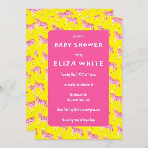 Cute Colorful Zebras Custom Baby Shower  Invitation